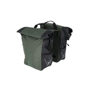XLC BA-S106 juego de alforjas V-Light cierre enrollable 28L MIK verde con luz roja (27x38x15.5 cm)