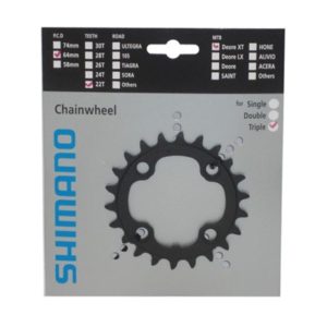 Plato Shimano XT FCM-770 3x9V 4 brazos 64 mm 22 dientes negro