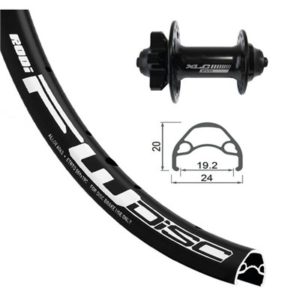 XLC FW-A05 rued delantera 24x1.90 rodi disco 6 agujeros cierre rapido 100 mm aluminio negro (507-19)