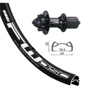 XLC RW-A05 rueda trasera 24x1.90 rodi disco 6 agujeros cierre rapido 135 mm aluminio negro (507-19)