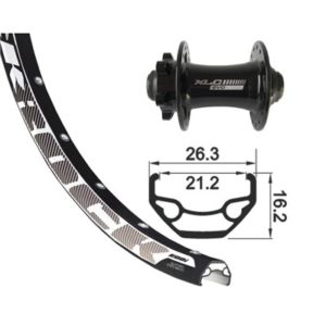 XLC TA-15 rueda delantera 26x1.90 rodi disco 32 aguj.6 tornillos 100x15mm V.8.5mm 559-21s/oj.alu.n