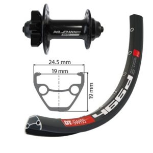 XLC rueda delantera 26x1.90 eje 100 mm llanta DT Swiss 6 agujeros negra