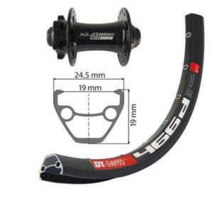 XLC TA-15 rueda delantera 26x1.90 DT Swiss disco 32 agu.6 tornil.100x15mm V.8.5mm 559-19 c/ojet.al.N