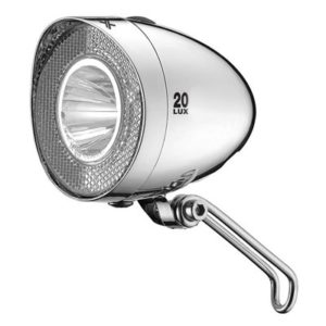 XLC CL-F20 luz delantera LED 20lux con soporte Nirosta y 4 pilas cromo