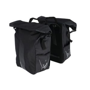 XLC BA-S106 juego de alforjas V-Light cierre enrollable 28L clip negro con luz roja (27x38x15.5 cm)