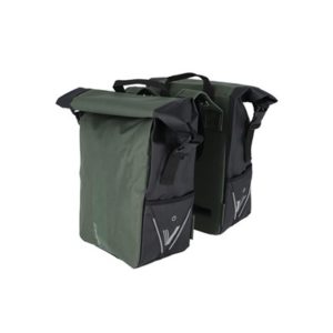 XLC BA-S106 juego de alforjas V-Light cierre enrollable 28L clip verde con luz roja (27x38x15.5 cm)