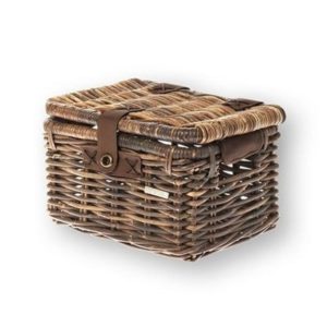 Cesto delantero Basil Denton de mimbre marron con tapa 18 L (39x28x22)