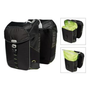 Alforjas Basil Miles Black Lime impermeable negro con reflectante 34 L(34x17x43)cierre click