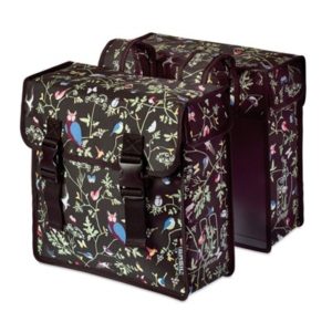 Alforjas Wanderlust impermeable motivo reflectante negro/flores 35 L(36x14x41)cierre click