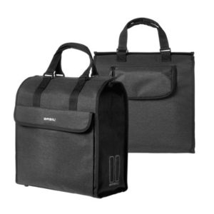 Bolsa trasera Basil Mira c/reflectante negro impermeable c/compartimentos 18L(36x16x37)cierre solapa