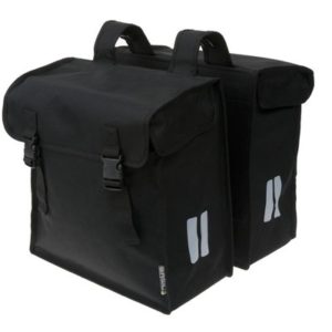 Alforjas Basil Mara XXL con reflectante negro impermeable 47L(36x16x45)cierre click