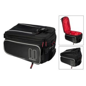 Bolsa tras.Basil Sport Design Trunkbag reflect.negro imperm.7-15L(36x26x18)(mano/bandol.)cierre crem