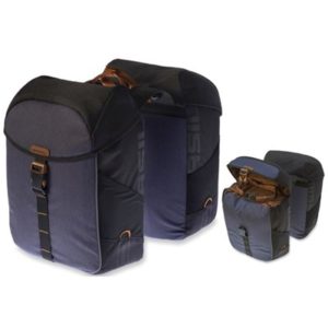 Alforjas Basil Miles reflectante gris oscuro impermeable 34L(34x19x43)(extensible)cierre ajustable
