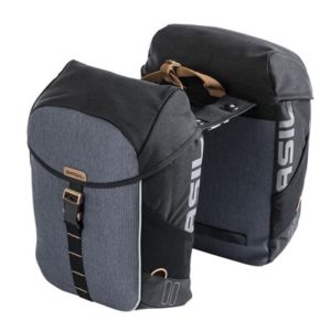Alforjas Basil Miles poliester impermeable negro/gris 34L