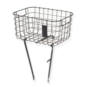 Cesto delantero Basil Robin malla acero con soportes 27L negro (47x31x25 cm, maximo 10 kg)