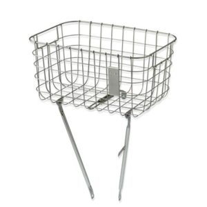 Cesto delantero Basil Robin malla acero con soportes 27L plata (47x31x25 cm, maximo 10 kg)