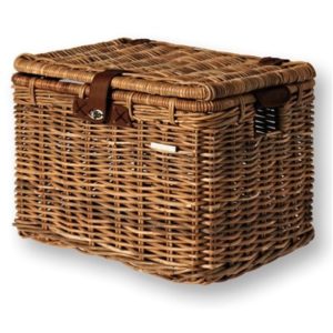Cesto con tapa delantero Basil Denton L mimbre con detalles en cuero marron (51x37x31 cm)