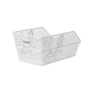 Cesto trasero Basil Cento malla acero blanco/flor (45x31x21 cm, maximo 5kg)