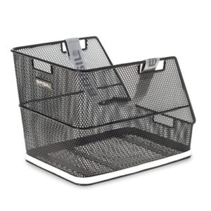 Cesto trasero Basil Class malla acero con correa extraible negro con banda reflectante (38x31x27 cm)