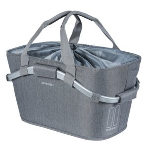 Cesto con asa trasera Basil 2Day Carry poliester con placa adaptadora MIK gris