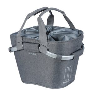 Cesto con asa delantera Basil 2Day Carry poliester con placa adaptadora KF gris