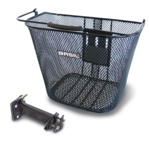 Cesto con asa delantera Basil Bremen BE+Fijacion Baseasy acero negro
