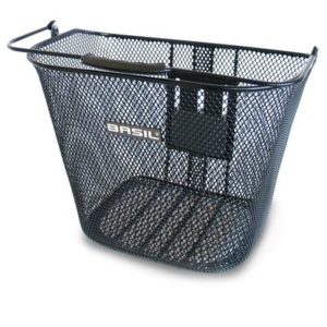 Cesta delantera Basil Bremen 26x35x29 cm soportes Klickfix malla estrecha negro