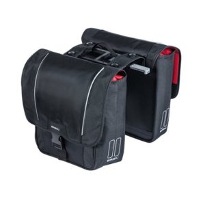 Alforjas Basil Sport Design+Placa adaptadora MIK impermeable 32L negro reflectante