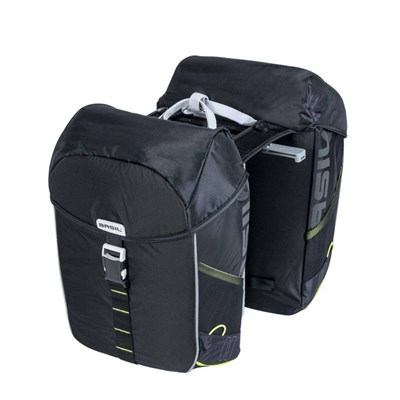 Alforjas Basil Miles+Placa adaptadora MIK reflectante negro impermeable 34L