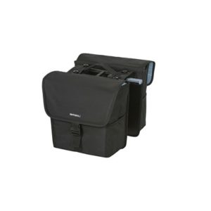 Alforjas Basil Go+Placa adaptadora MIK impermeable 32L negro reflectante