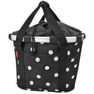 Bolsa delantera Reisenthel Bikebasket City Klickfix negro lunares blancos 15 litros (35x28x26 cm)