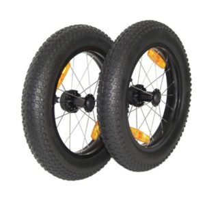 Juego de ruedas Burley 16x3" con eje Push Button para remolques