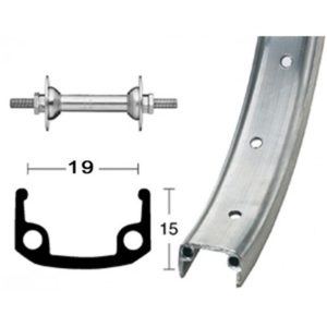 Rueda delantera Roland 12"1/2 x1.75 aluminio 16 agujeros valvula 8.5mm buje acero plata