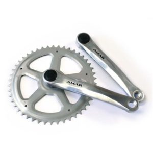 Juego de bielas y platos Mijnenpieper 170 mm 46 dientes aluminio plata