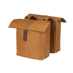 Alforjas Basil City 28-32 litros con reflectante cierre velcro poliester caramelo