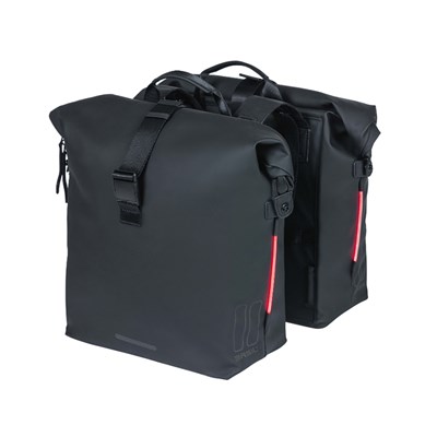 Alforjas Basil Soho 41L con luz LED Nordlicht/reflectante cierre correa negro