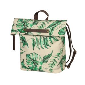 Alforja Basil Ever-green 14-19L con reflectante cierre magnetico poliester beige/hojas