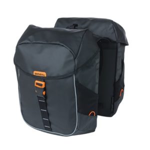 Alforjas Basil Miles Tarpaulin 34L con reflectante cierre click negro/naranja
