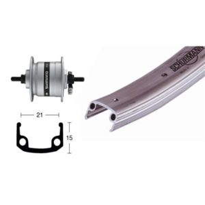 R-D 26x1.9 buje-din.DH3N31plata Starr36a llanta-aluminio plata, radios Zinc