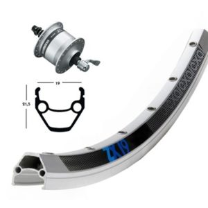 RD,28x1.75,din.d.eje,DHC3000,QR,36 ag. Exal ZX 19, plata/lustrado, radios Niro