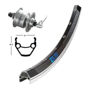 RD,28x1.75,din.d.eje,Dh3n71,QR,36 aguj. ZX 19, negro/plata, radios Niro, QR