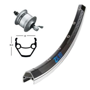 Rueda delantera Ridewill 28x1.75 dinamo cierre rapido 36 agujeros Shimano DH3N30 negro/plata
