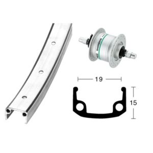 RD 28x1 3/8di.d.E.Dh3n20plat.,rí.36 ab. rueda c. pared simple, plata, rad. cin.