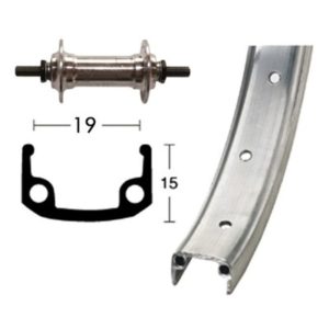 Rueda delantera 20x1.75 Winora 36 agujeros eje macizo con tuerca 100 mm plata mate (406-21)