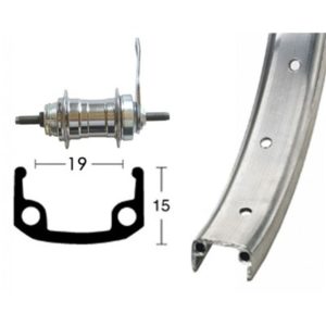 Rueda trasera 20x1.75 Winora contrapedal 36 agujeros 107 mm plata mate (406-21)