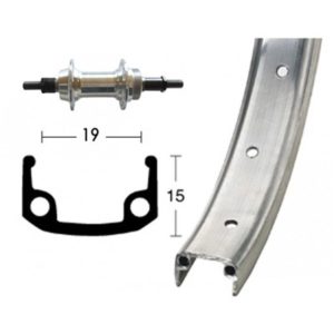 Rueda trasera 20x1.75 Winora 36 agujeros eje macizo con tuerca 135 mm 6/7V.plata mate (406-21)