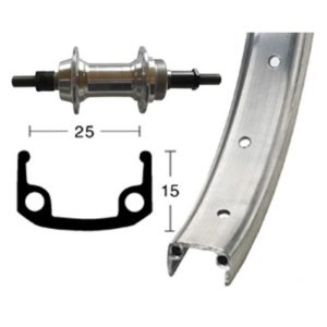 Rueda trasera 24x1.90 Winora 36 agujeros eje macizo con tuerca 135 mm 6/7V.plata mate (507-25)