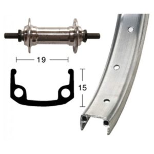 Rueda delantera 26x1 3/8 Winora 36 agujeros eje macizo con tuerca 100 mm plata (590-19)