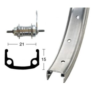 Rueda trasera 26x1.90 Winora contrapedal 36 agujeros 107 mm 1V.plata (559-21)
