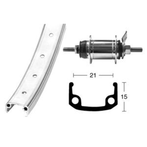 Rueda trasera 26x1.90 Winora contrapedal 36 agujeros Shimano 109 mm 1V.plata (559-21)